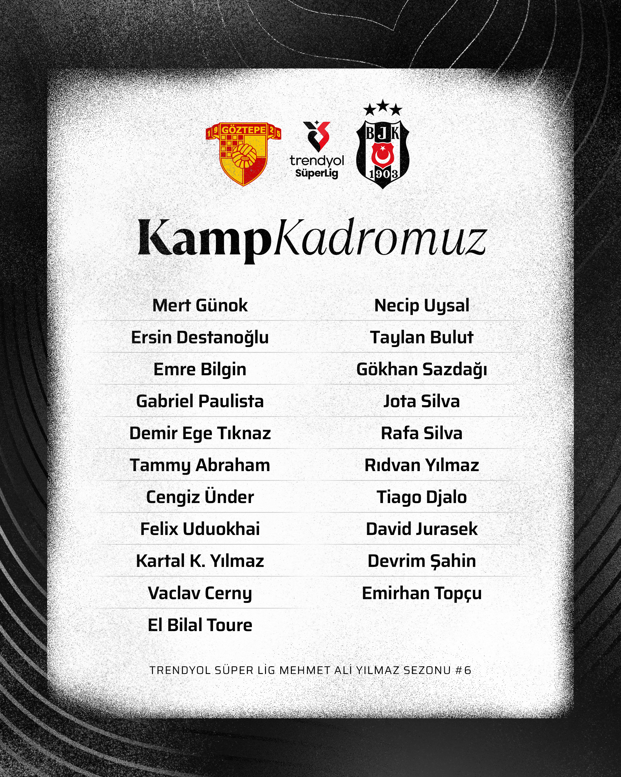 beşiktaş kamp kadrosu