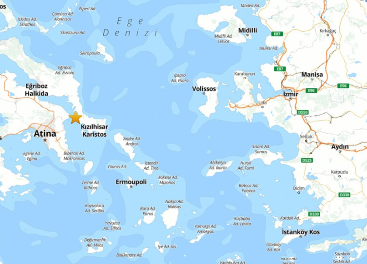 Ege Denizi'nde 5,1 büyüklüğünde deprem